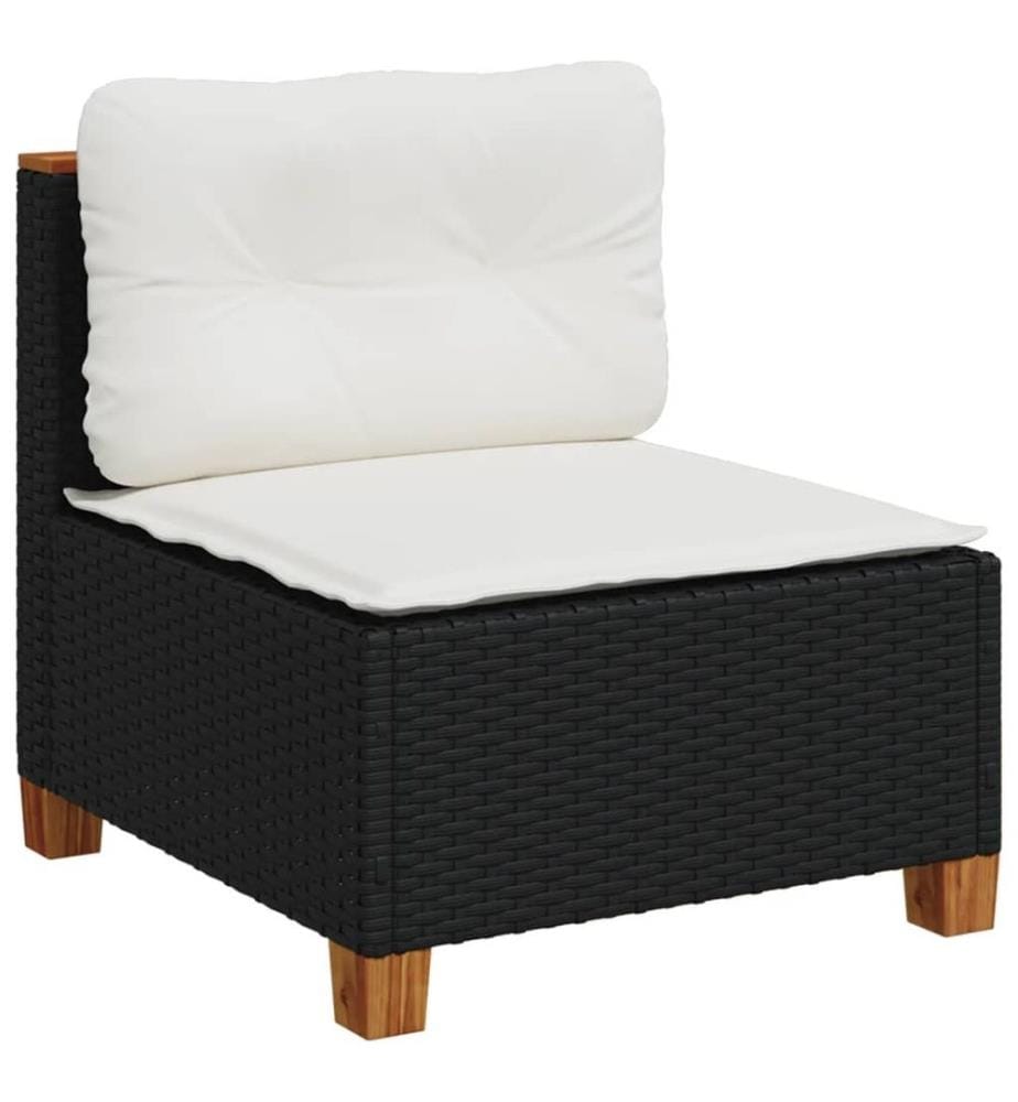 11-tlg. Garten-Sofagarnitur mit Kissen Schwarz Poly Rattan