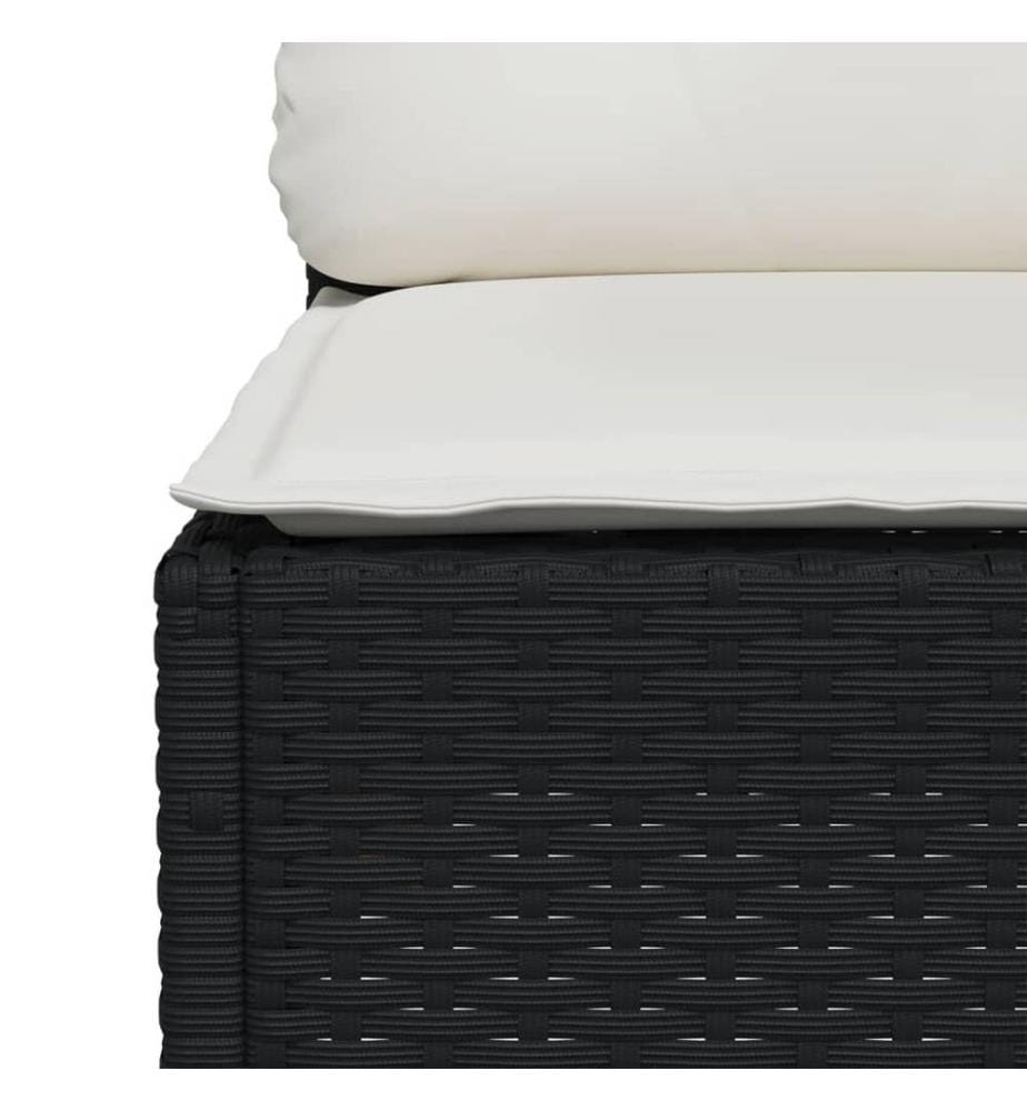 5-tlg. Garten-Sofagarnitur mit Kissen Schwarz Poly Rattan