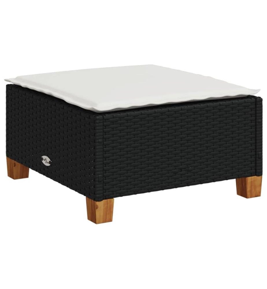 6-tlg. Garten-Sofagarnitur mit Kissen Schwarz Poly Rattan