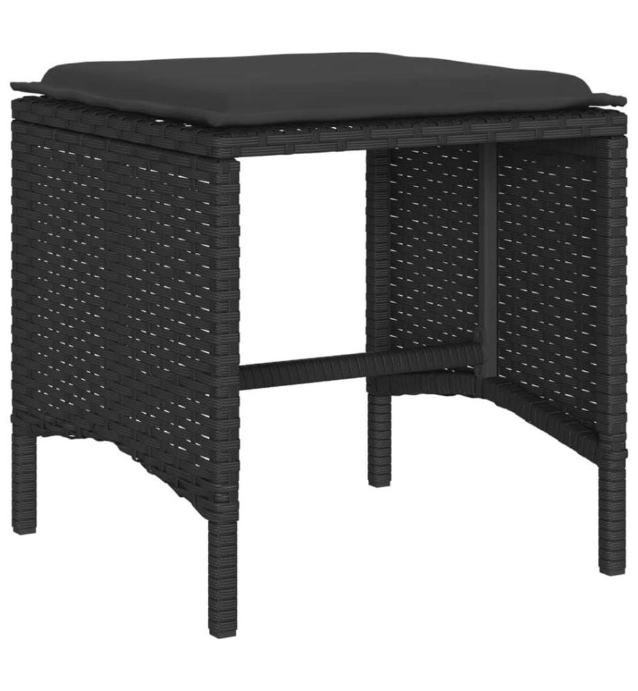 6-tlg. Garten-Sofagarnitur mit Kissen Schwarz Poly Rattan