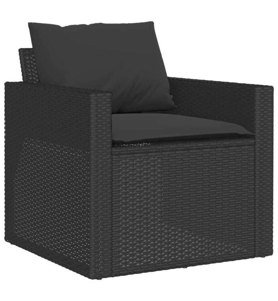 6-tlg. Garten-Sofagarnitur mit Kissen Schwarz Poly Rattan