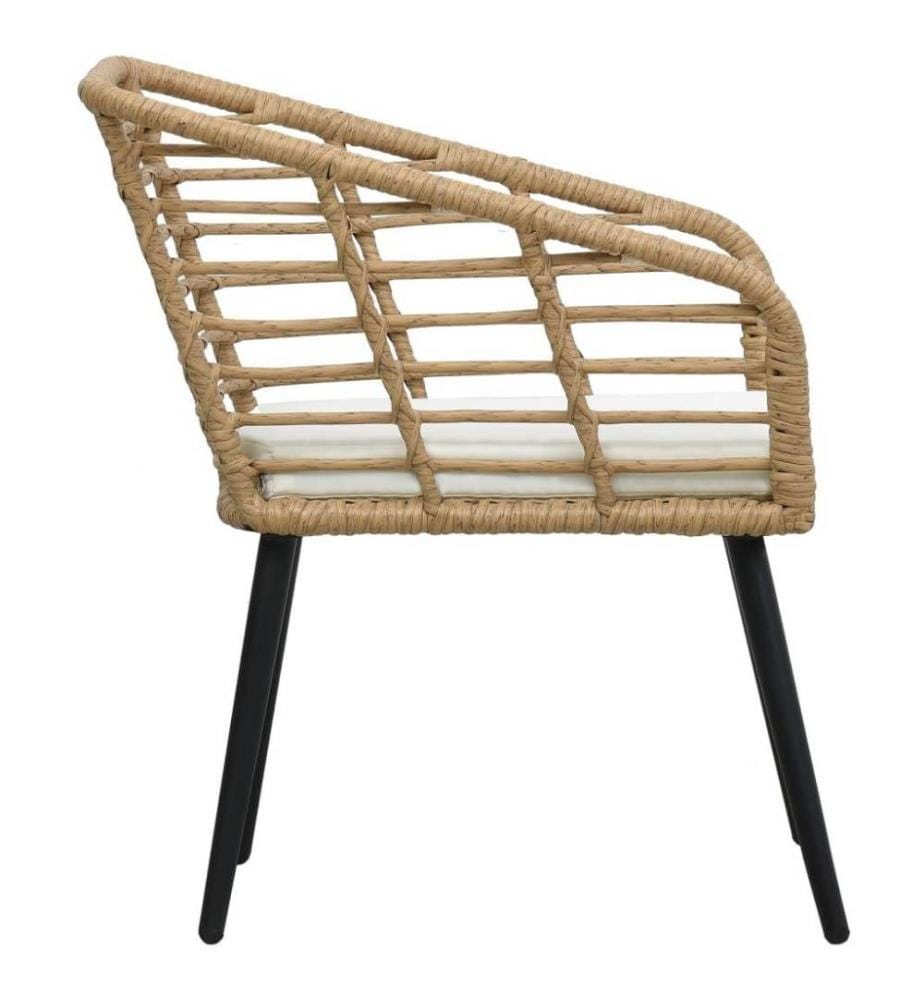 Gartenstühle 2 Stk. mit Auflagen Poly Rattan Eiche