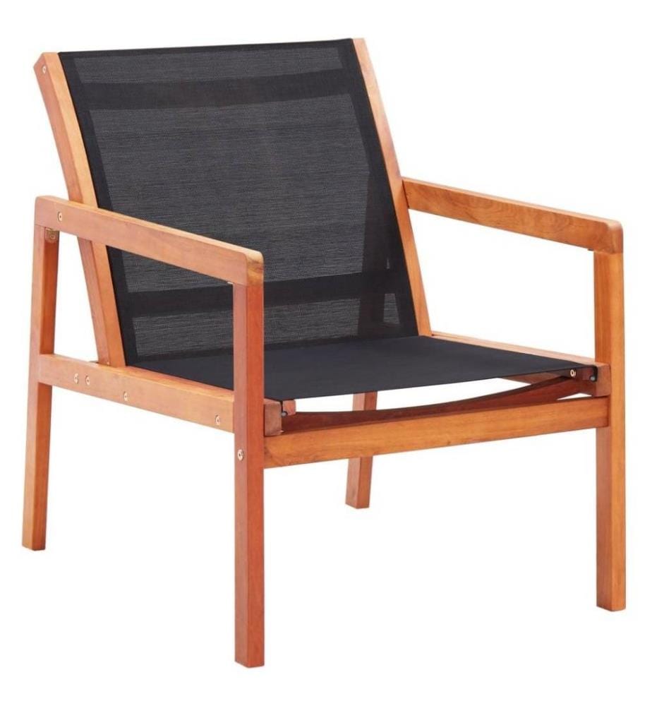 Chaise de jardin Noir Bois d'eucalyptus solide et textilène