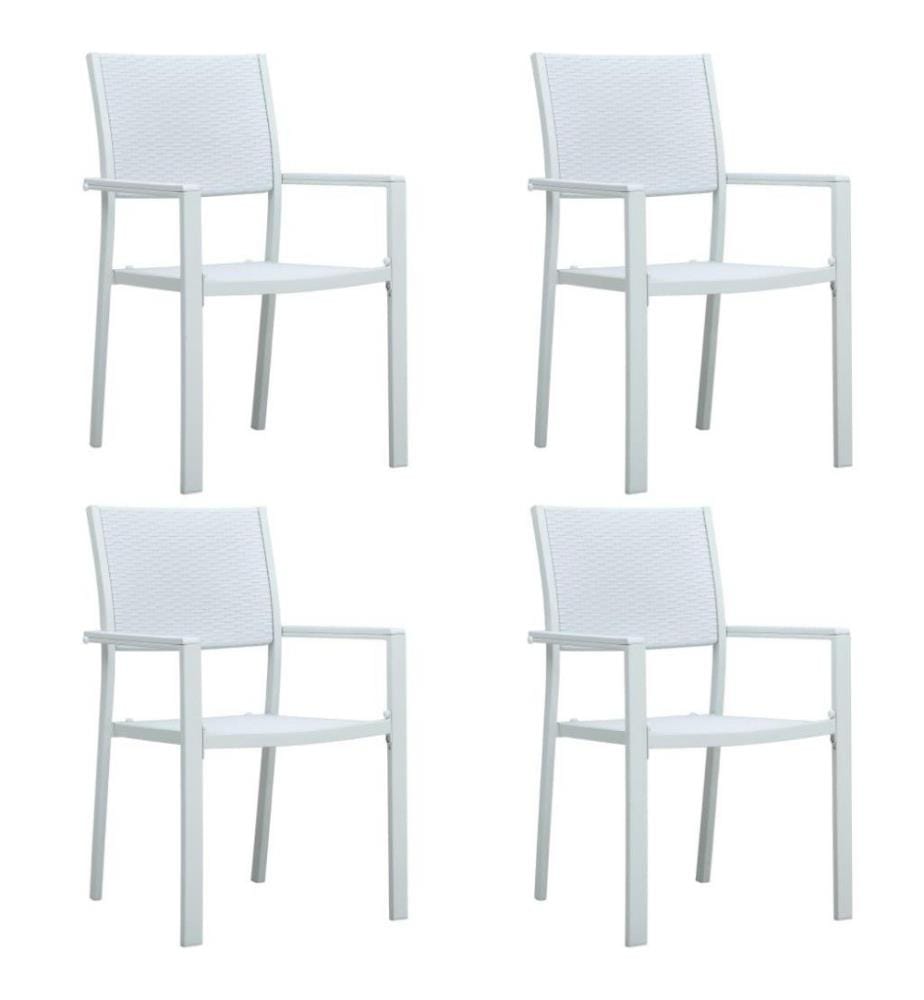 Gartenstühle 4 Stk. Weiss Kunststoff Rattan-Optik