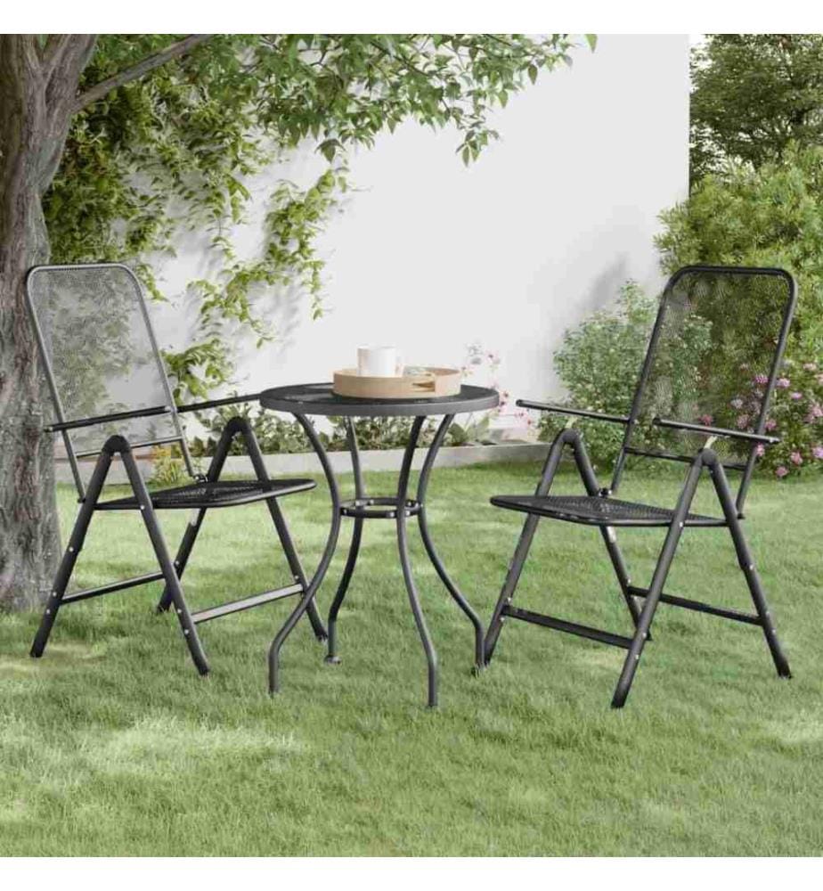 Chaises pliables de jardin 2 pcs Maille métallique Anthracite
