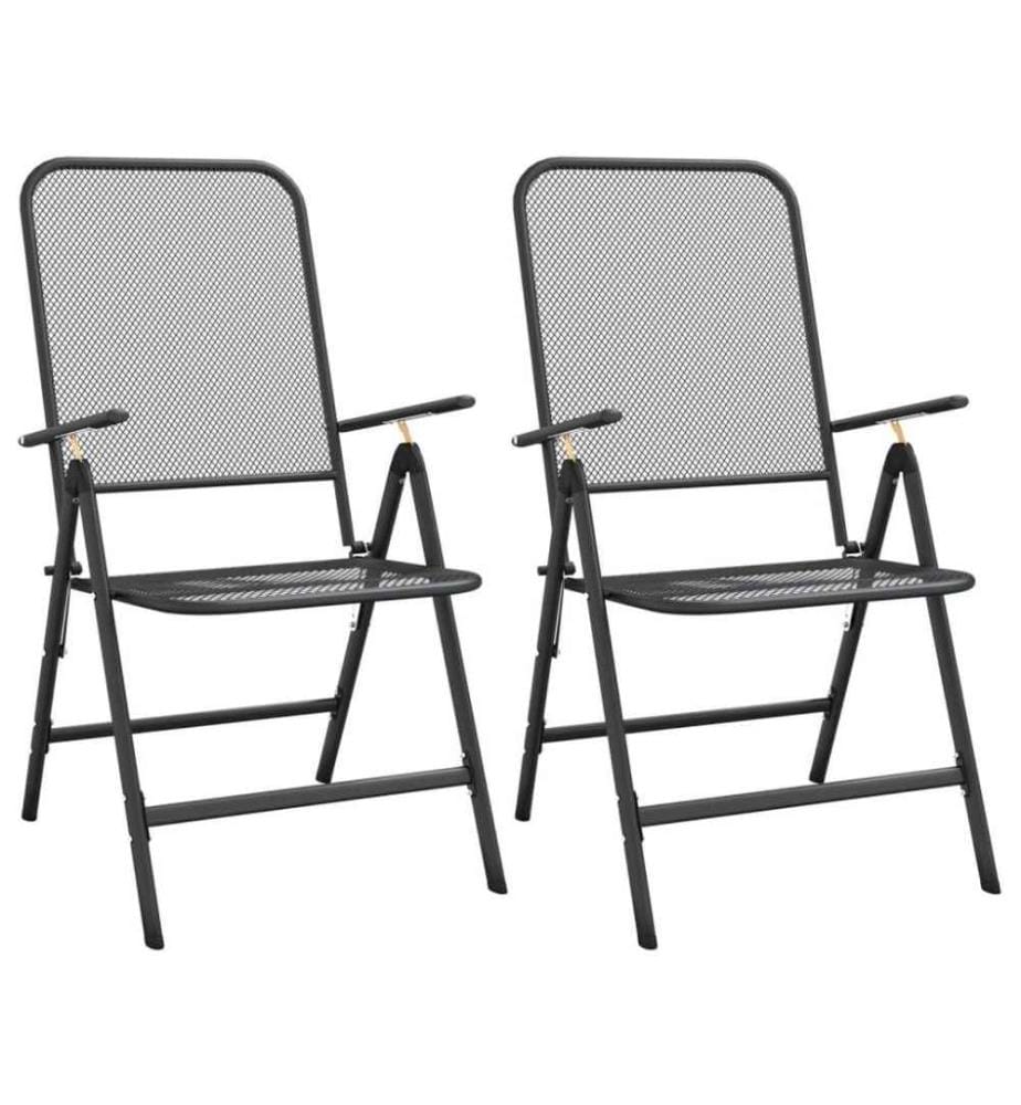 Chaises pliables de jardin 2 pcs Maille métallique Anthracite