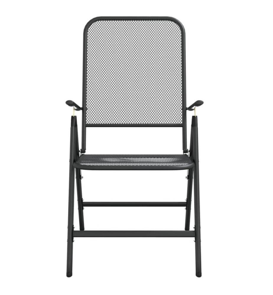 Chaises pliables de jardin 2 pcs Maille métallique Anthracite