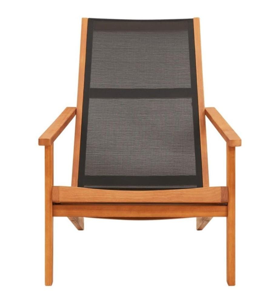 Chaise de jardin Noir Bois d'eucalyptus solide et textilène