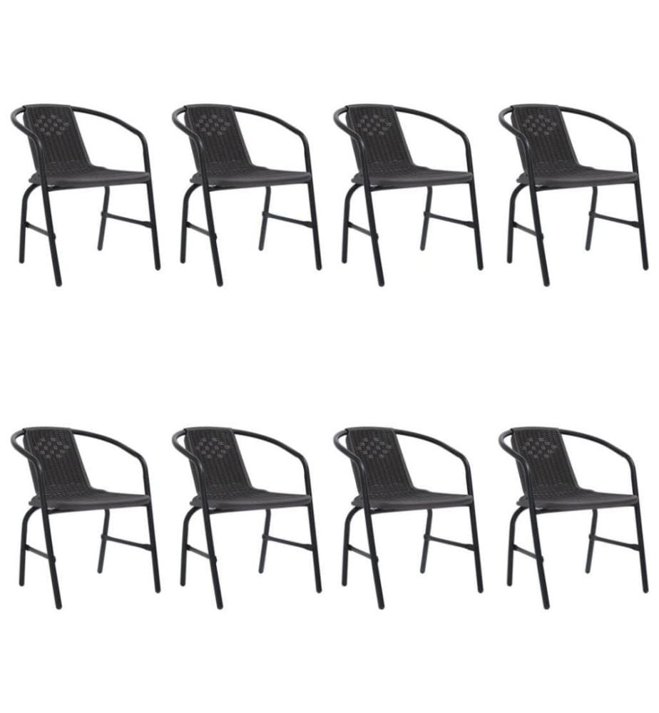 Chaises de jardin 8 pcs Rotin plastique et acier 110 kg