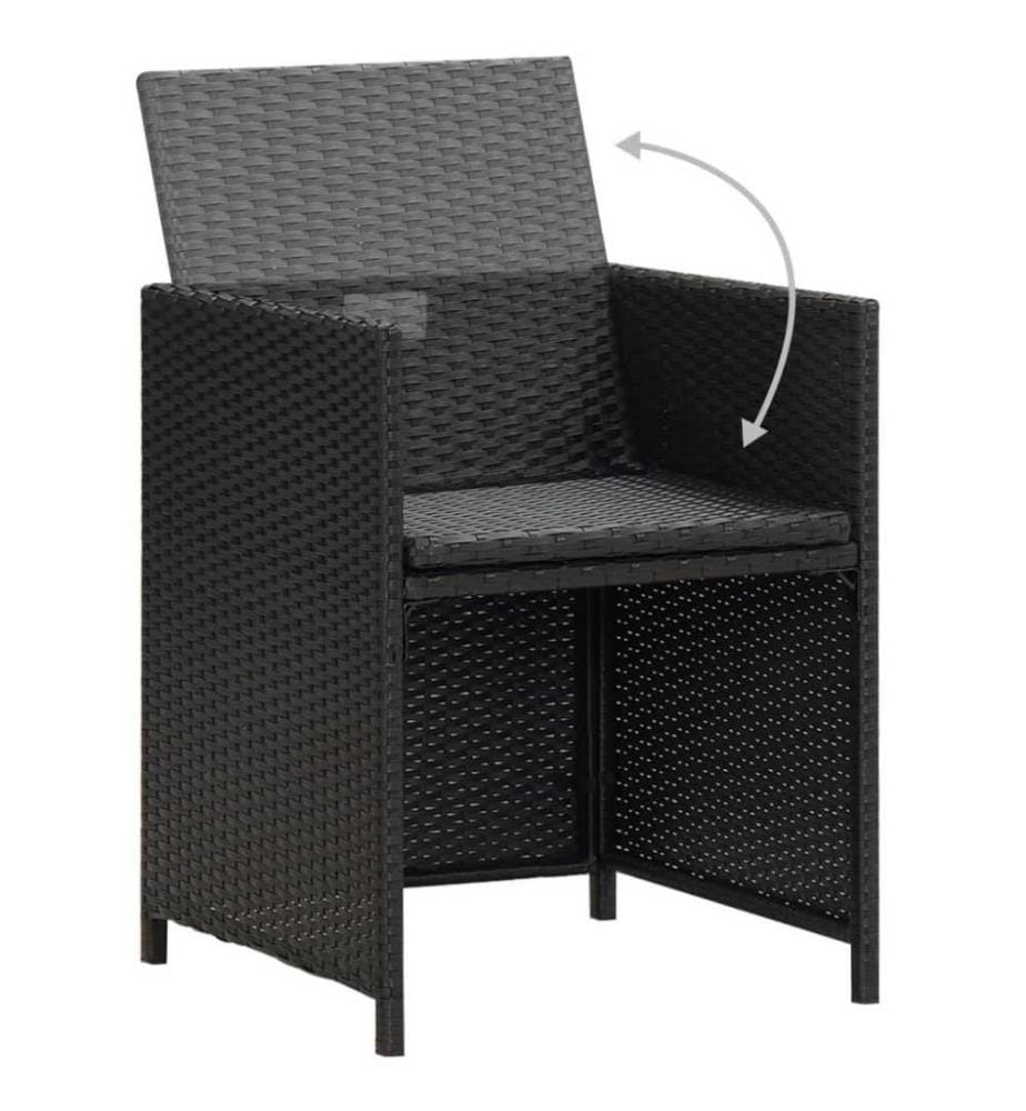Gartenstühle 2 Stk. mit Polstern und Kissen Poly Rattan Schwarz