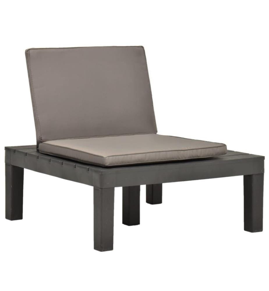 Garten-Lounge-Stuhl mit Sitzpolster Kunststoff Anthrazit