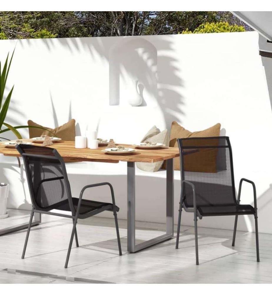Chaises de jardin 2 pcs Acier et textilène Noir