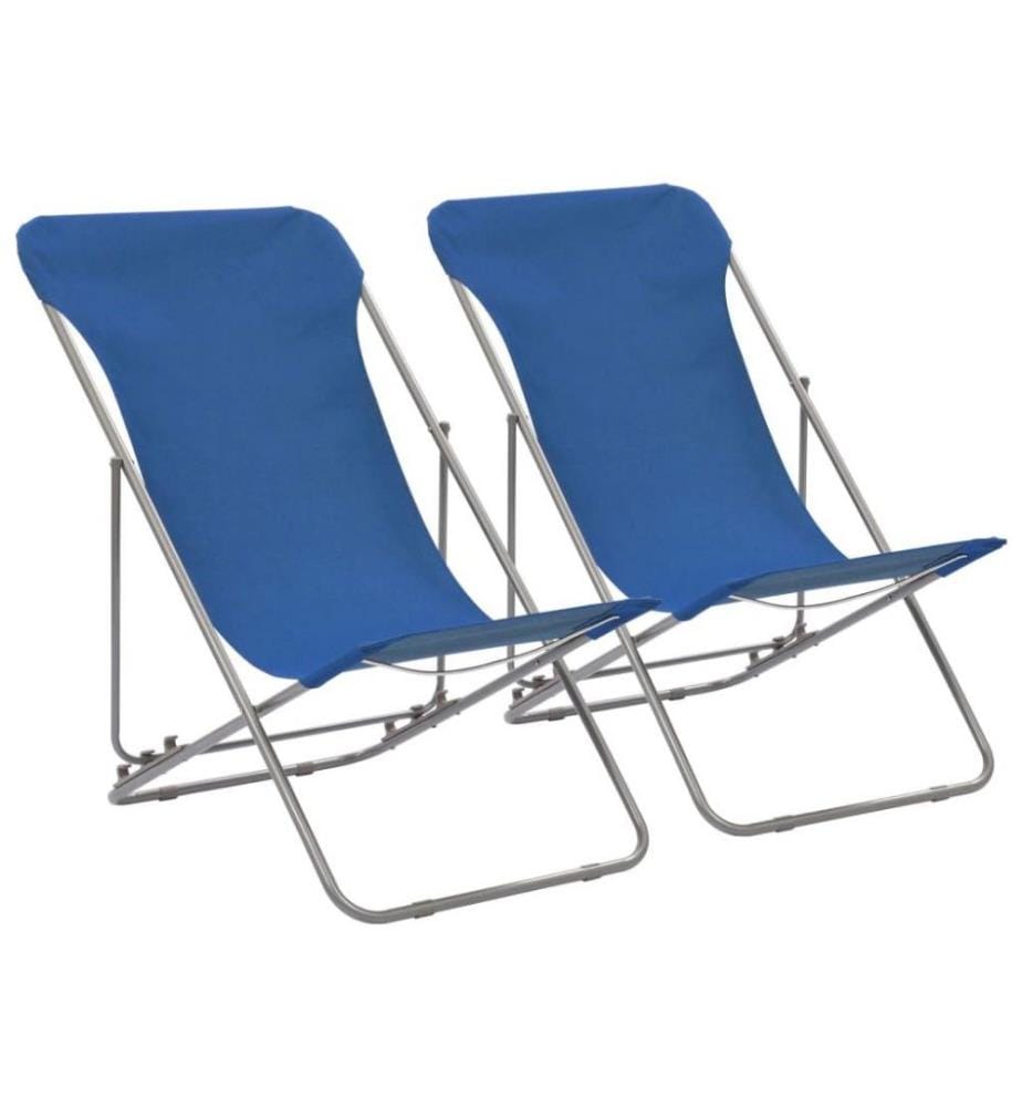 Klappbare Strandstühle 2 Stk. Stahl und Oxford-Gewebe Blau