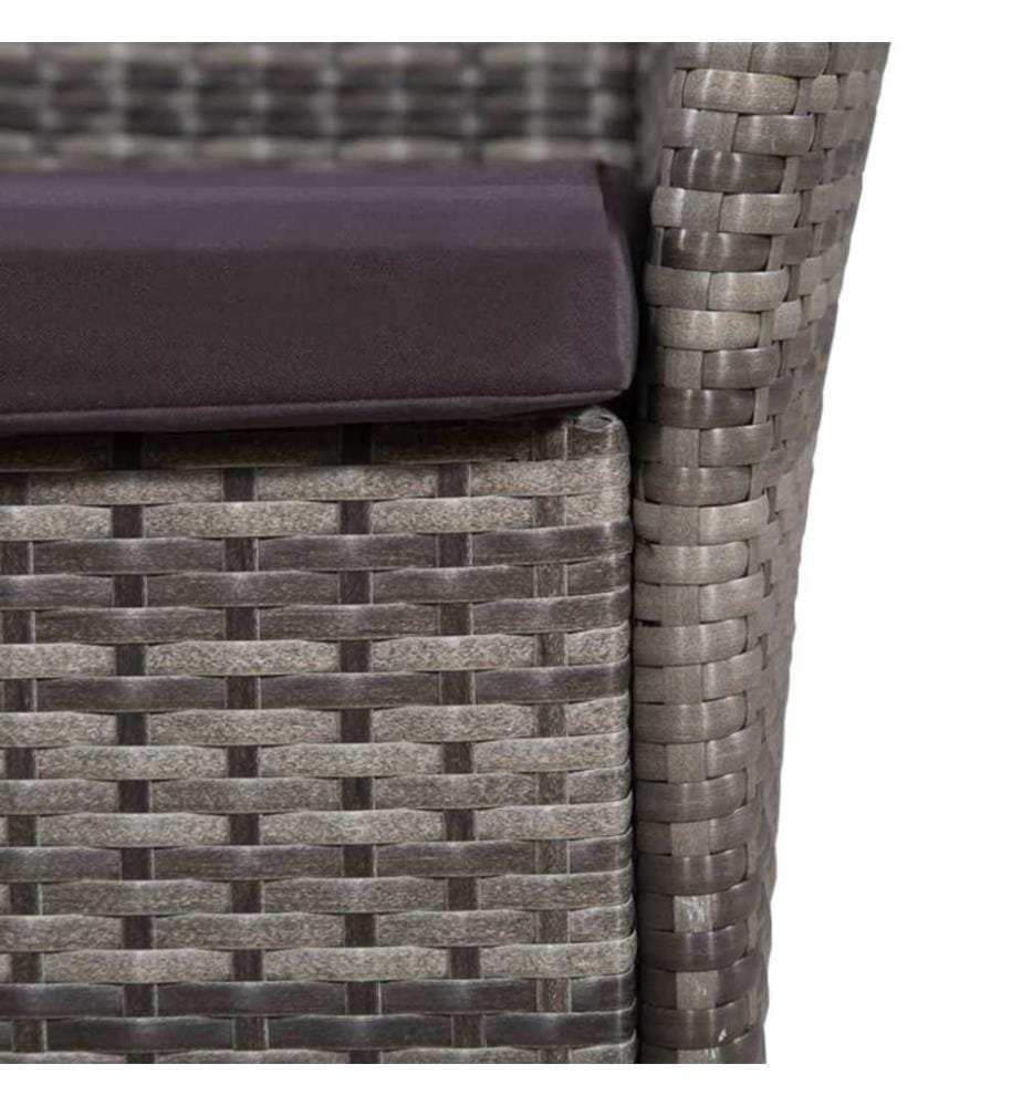 Gartenstuhl und Hocker mit Polstern Poly Rattan Grau