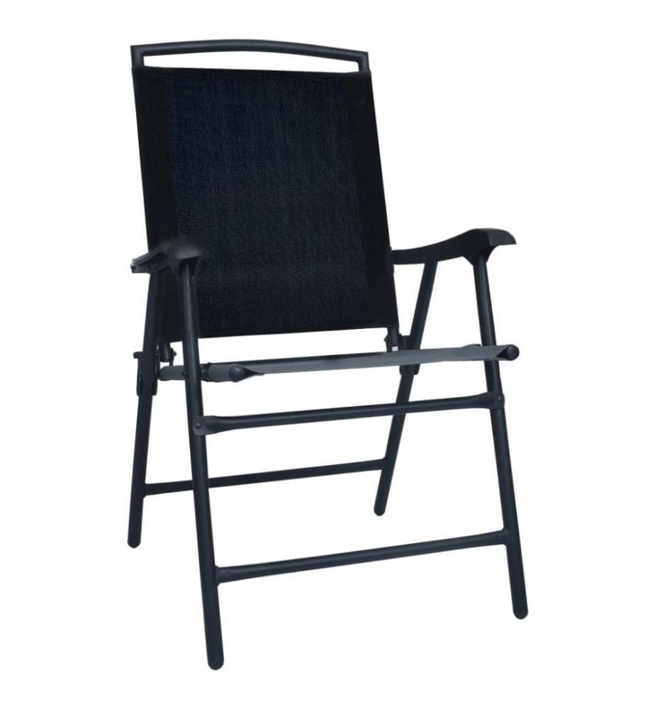 Chaises de jardin pliables 2 pcs Textilène Noir