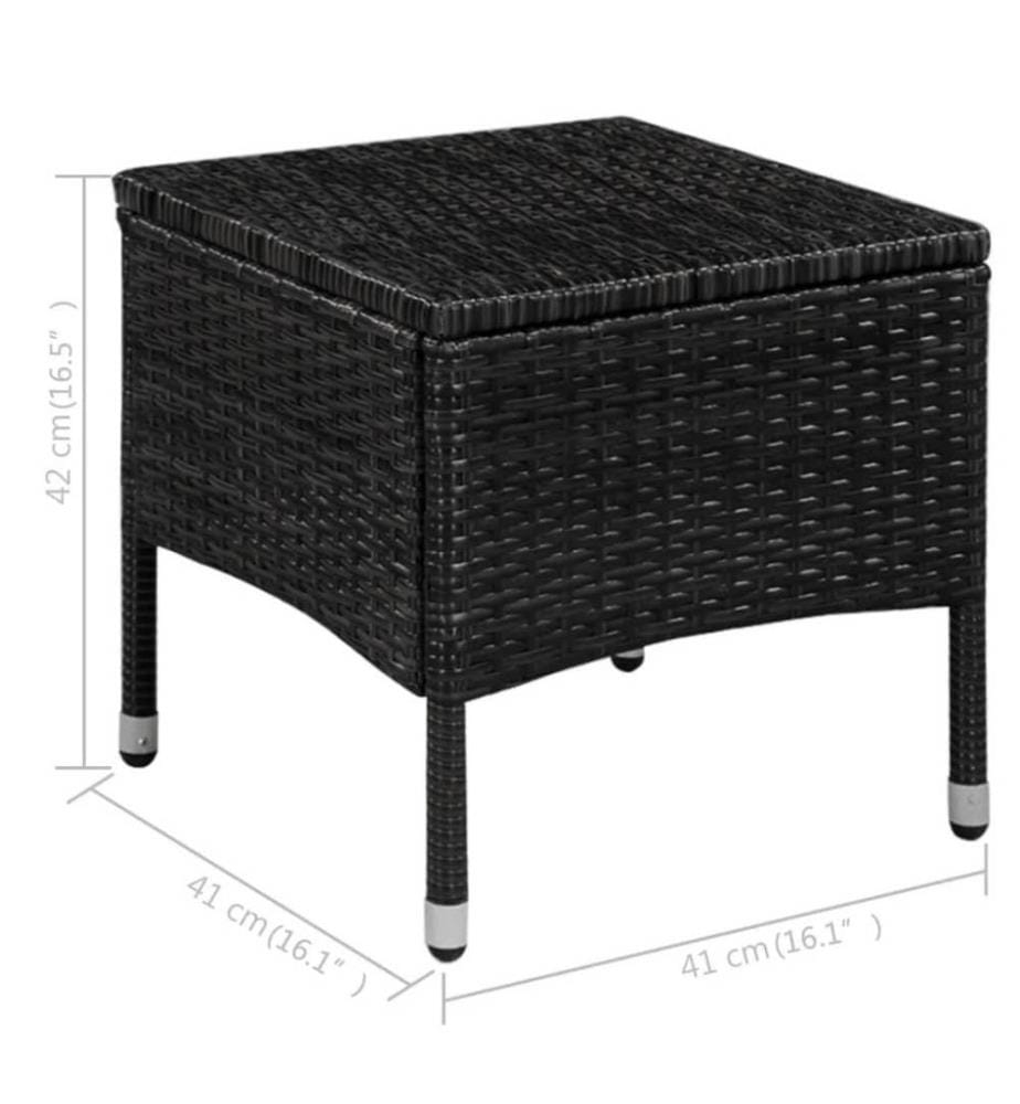 Gartenstuhl und Hocker mit Polstern Poly Rattan Schwarz