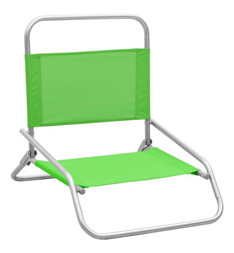 Chaises de plage pliables 2 pcs Vert Tissu