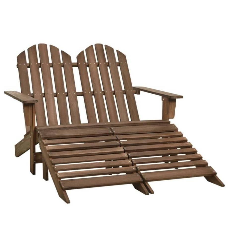 2-Sitzer Adirondack-Gartenbank mit Fussstütze Tannenholz Braun