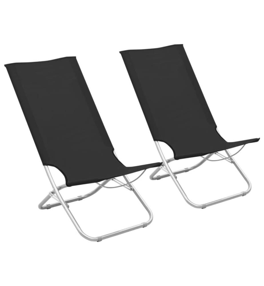 Klappbare Strandstühle 2 Stk. Schwarz Stoff