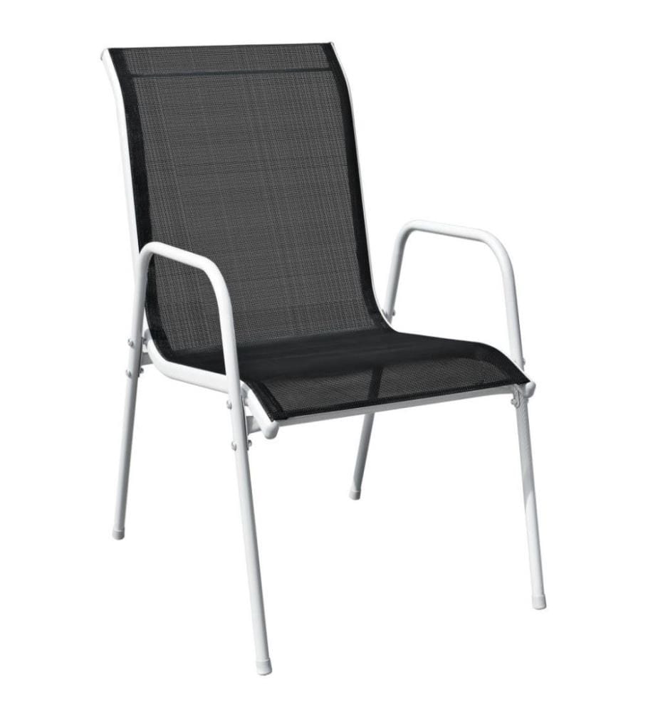 Stapelbare Gartenstühle 2 Stk. Stahl und Textilene Schwarz