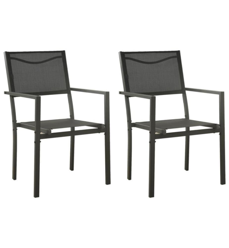 Gartenstühle 2 Stk. Textilene und Stahl Schwarz und Anthrazit