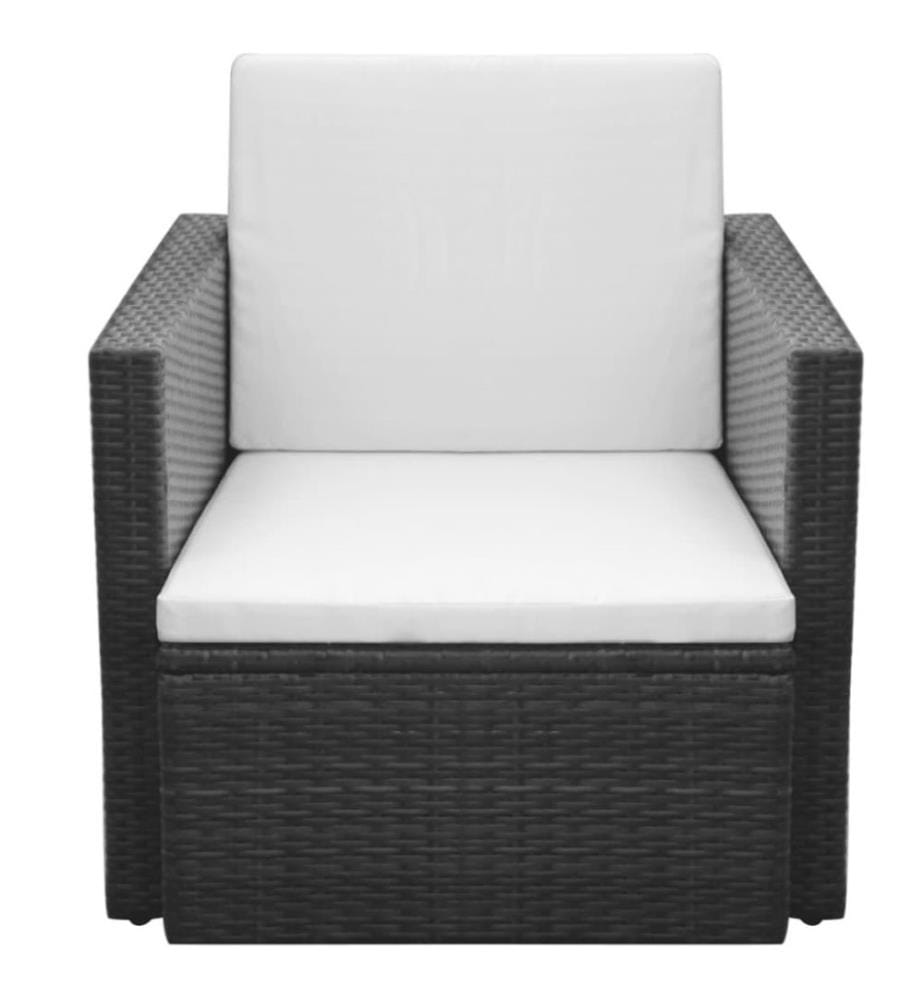 Gartenstuhl mit Polstern und Kissen Poly Rattan Schwarz