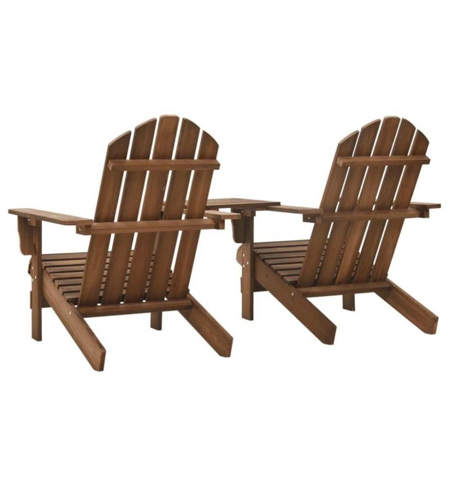 Chaises de jardin Adirondack avec table Bois de sapin Marron