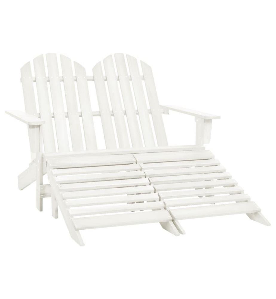2-Sitzer Adirondack-Gartenbank mit Fussstütze Tannenholz Weiss