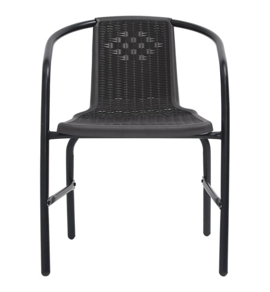 Chaises de jardin 2 pcs Plastique Rotin et acier 110 kg