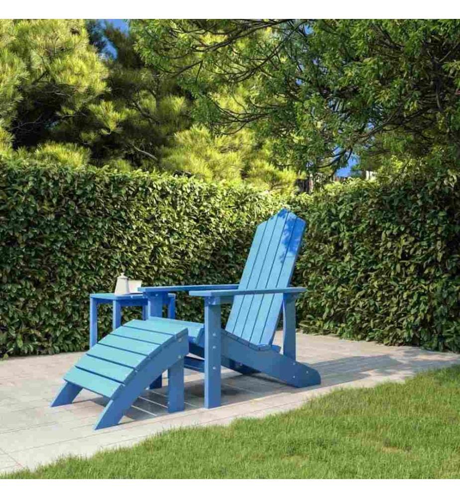 Chaise de jardin Adirondack avec repose-pied PEHD Bleu marine