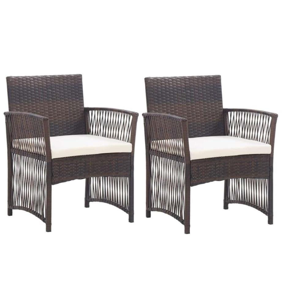 Gartensessel mit Sitzkissen 2 Stk. Braun Poly Rattan