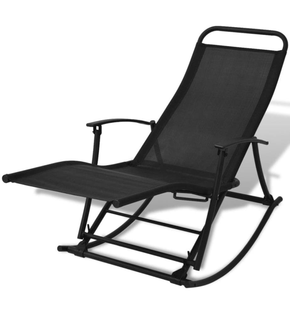 Chaise à bascule de jardin Acier et textilène Noir