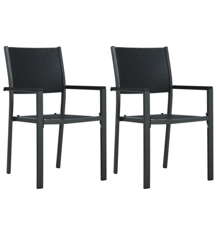 Gartenstühle 2 Stk. Schwarz Kunststoff Rattan-Optik