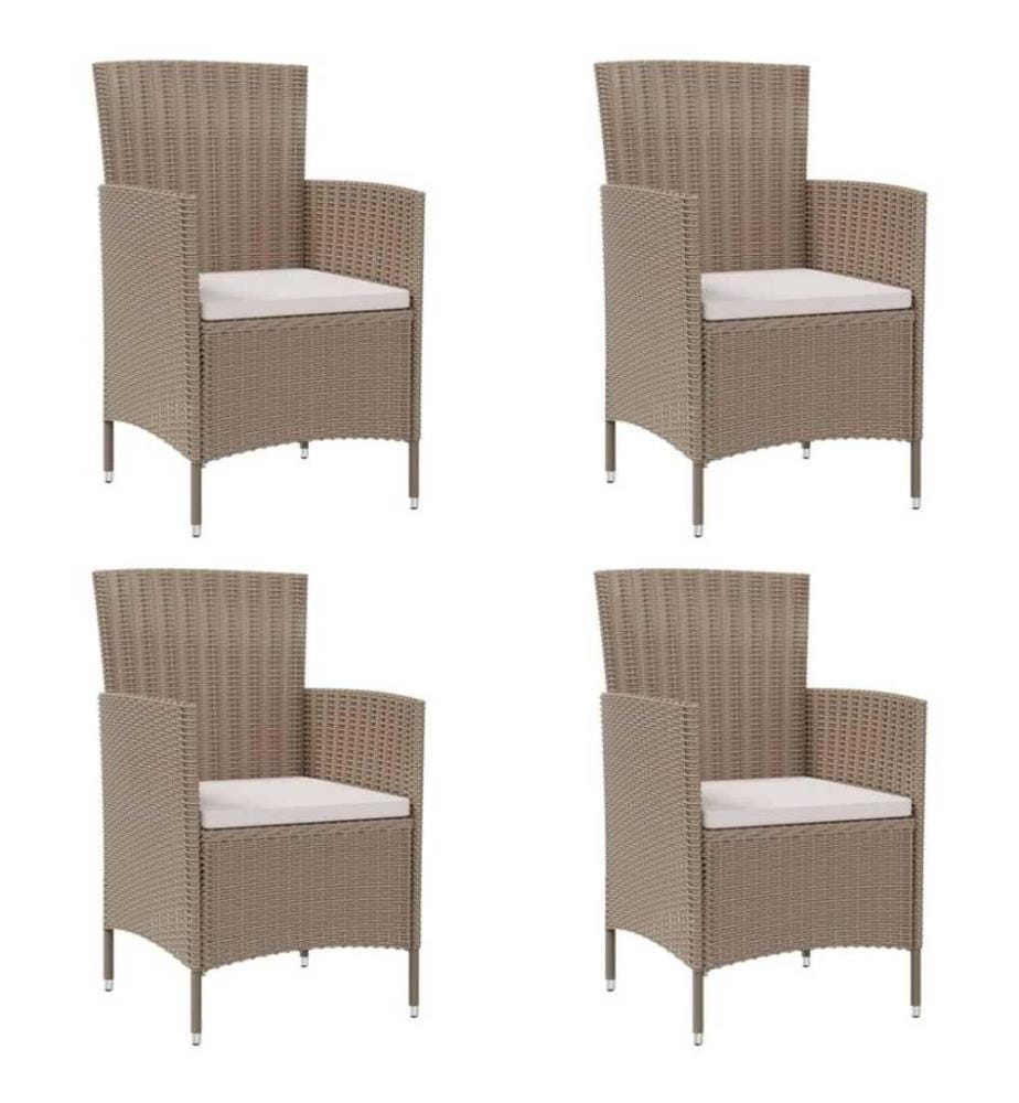 Chaises de jardin avec coussins 4 pcs Résine tressée Beige