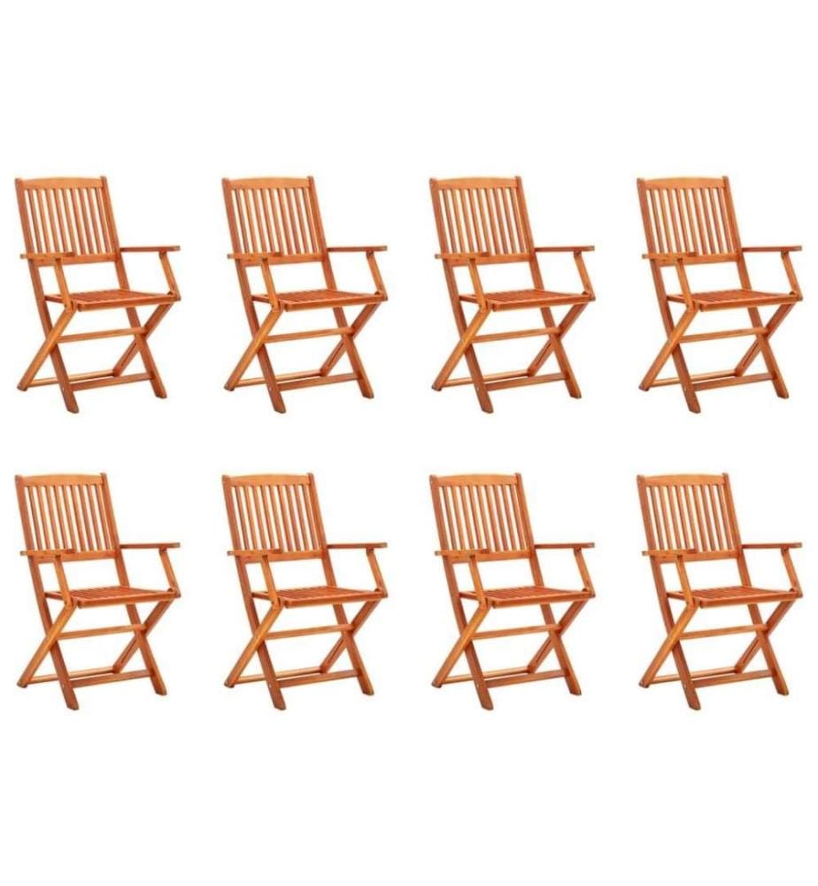 Chaises de jardin pliables 8 pcs Bois d'eucalyptus massif