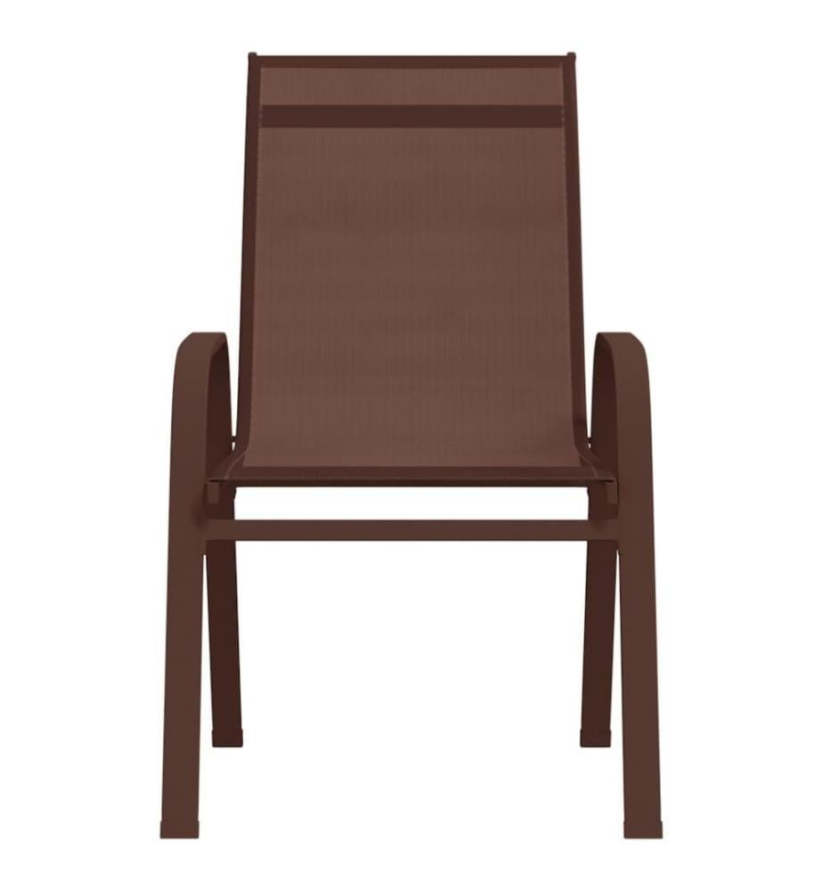 Chaises empilables de jardin 2 pcs Marron Tissu textilène