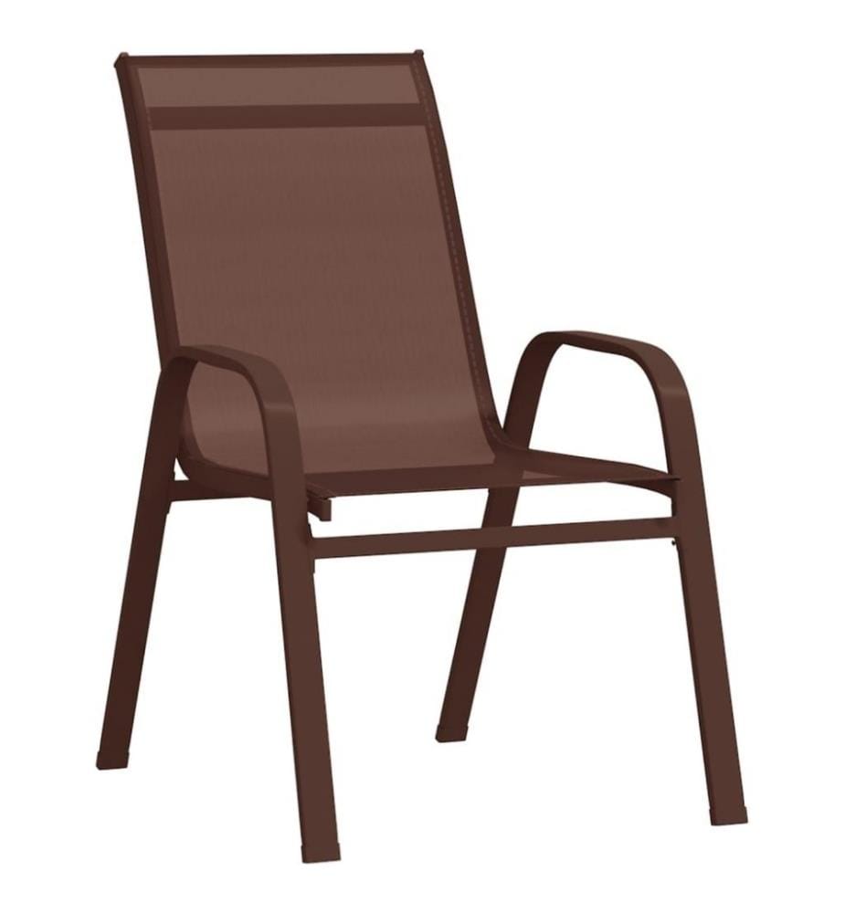 Chaises empilables de jardin 2 pcs Marron Tissu textilène