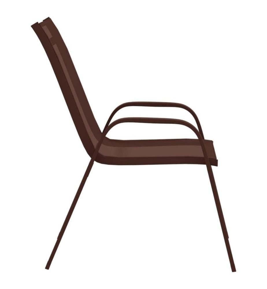 Chaises empilables de jardin 2 pcs Marron Tissu textilène