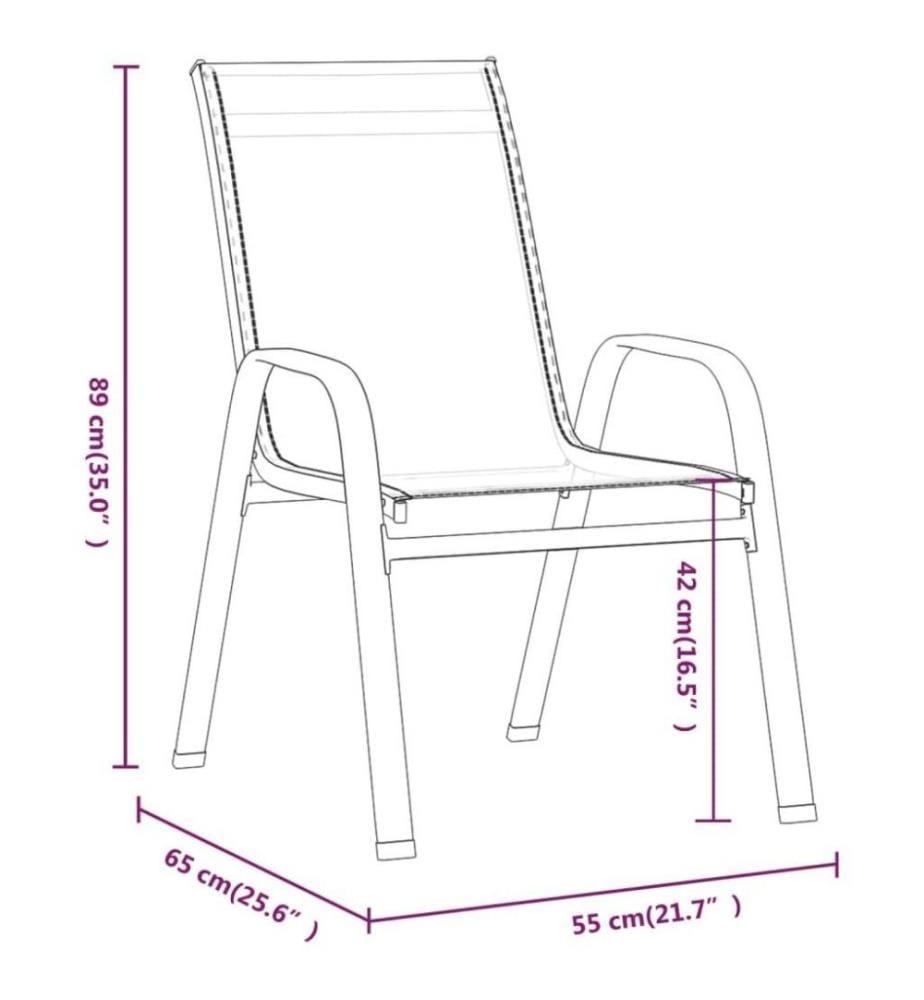 Chaises empilables de jardin 2 pcs Marron Tissu textilène