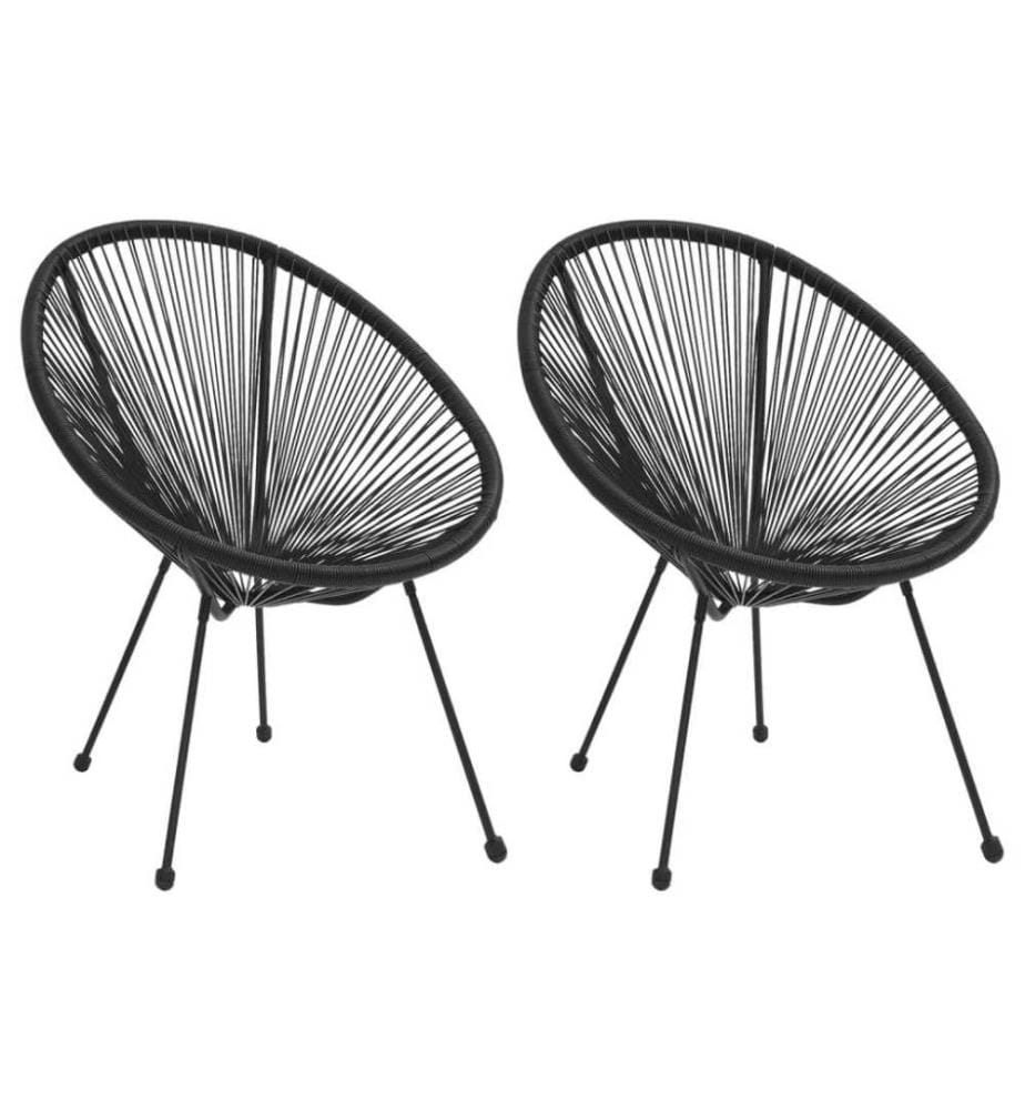 Chaises de jardin en forme de lune 2 pcs Rotin Noir