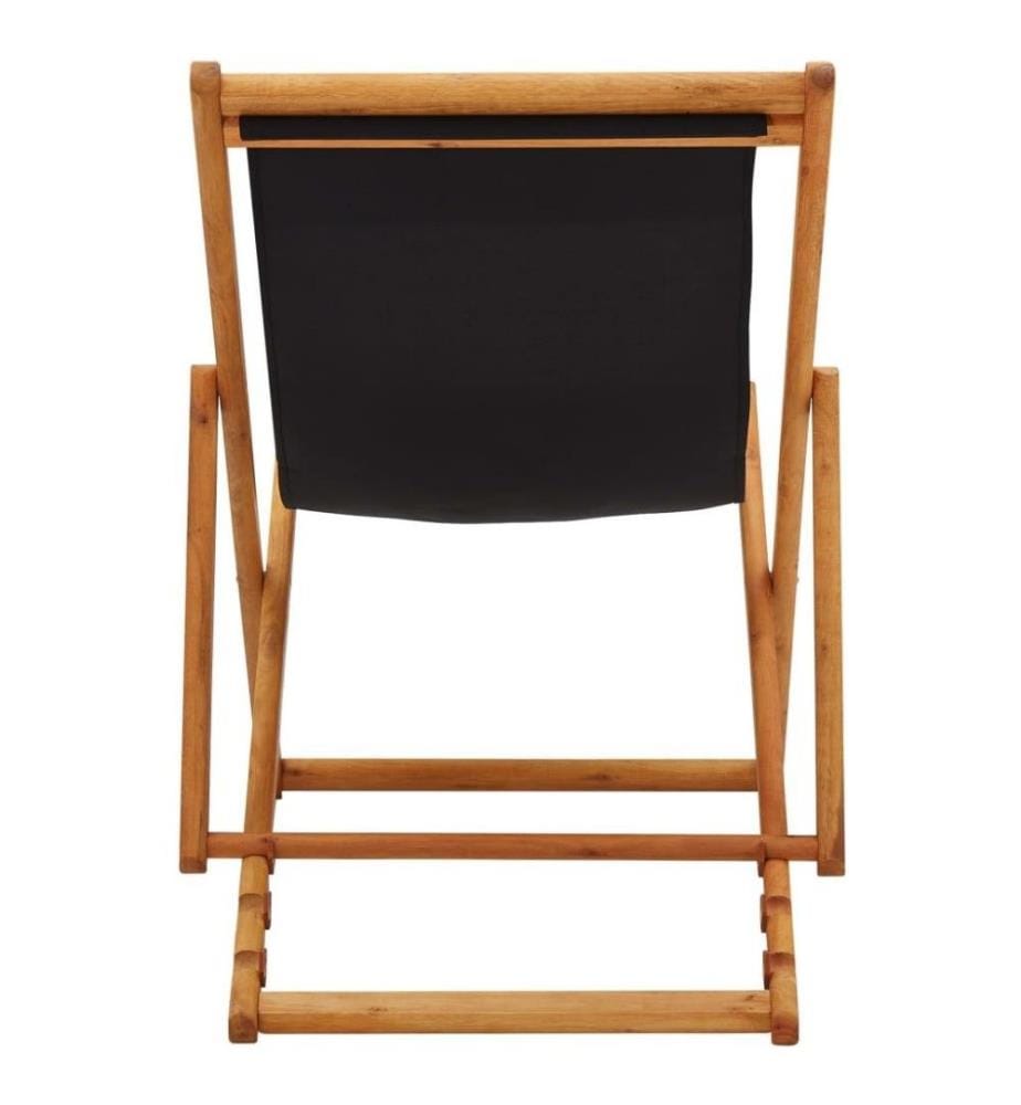 Chaise pliable de plage Bois d'eucalyptus et tissu Noir