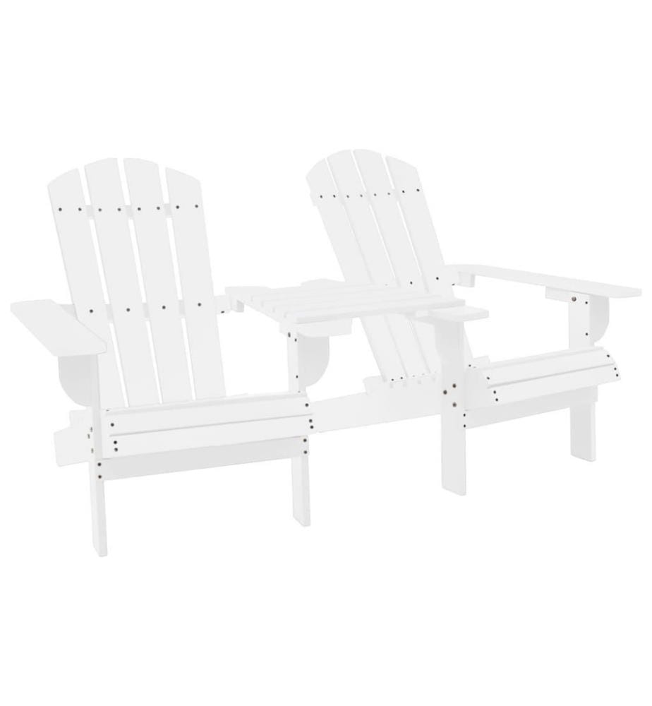 Chaises de jardin Adirondack avec table Bois de sapin Blanc