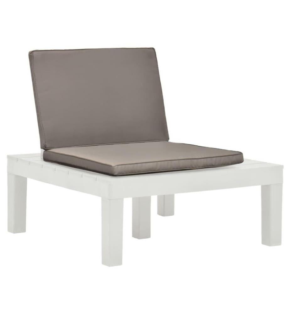 Garten-Lounge-Stuhl mit Sitzpolster Kunststoff Weiss