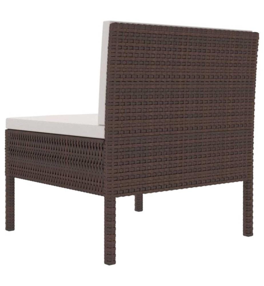 Chaises de jardin 3 pcs avec coussins Résine tressée Marron