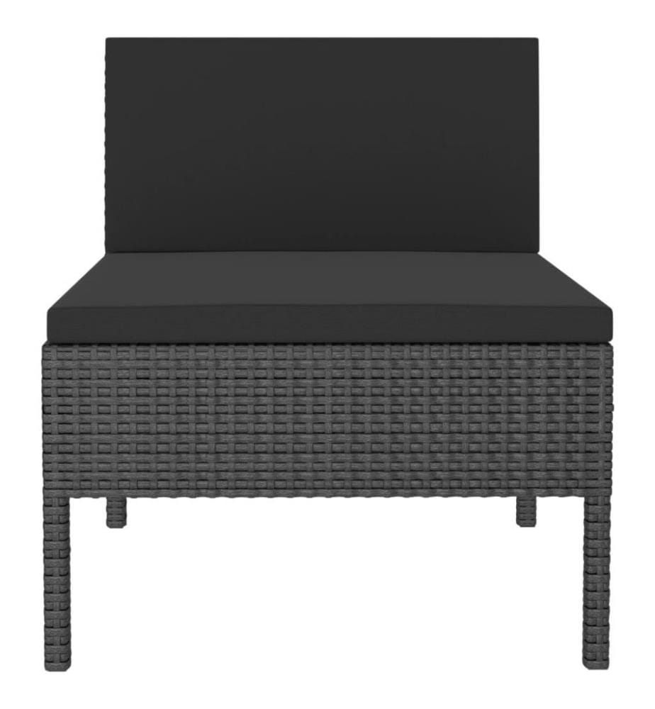 Chaises de jardin 3 pcs avec coussins Résine tressée Noir