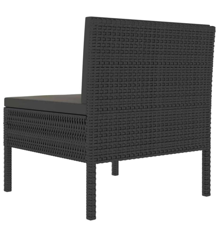 Chaises de jardin 3 pcs avec coussins Résine tressée Noir