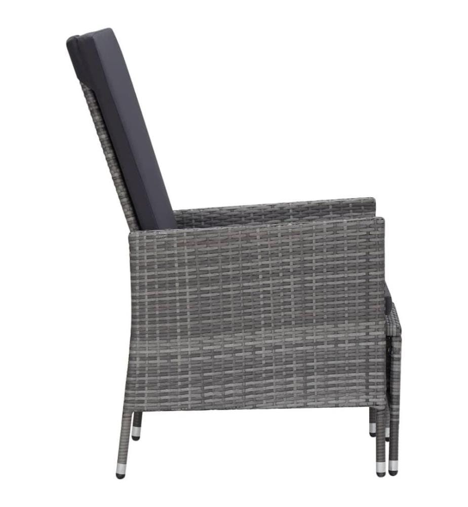 Garten-Liegestuhl mit Auflagen Poly Rattan Grau