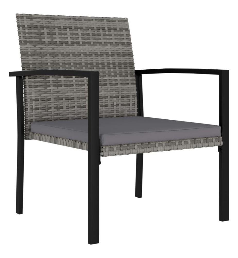 Garten-Essstühle 2 Stk. Poly Rattan Grau