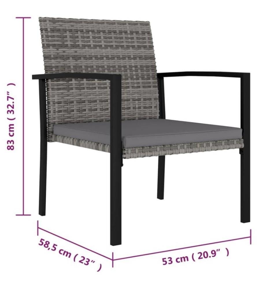 Garten-Essstühle 2 Stk. Poly Rattan Grau