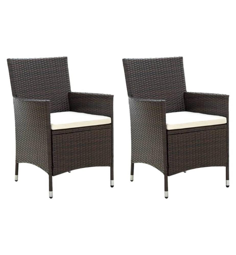 Gartenstühle mit Sitzpolster 2 Stk. Poly Rattan Braun